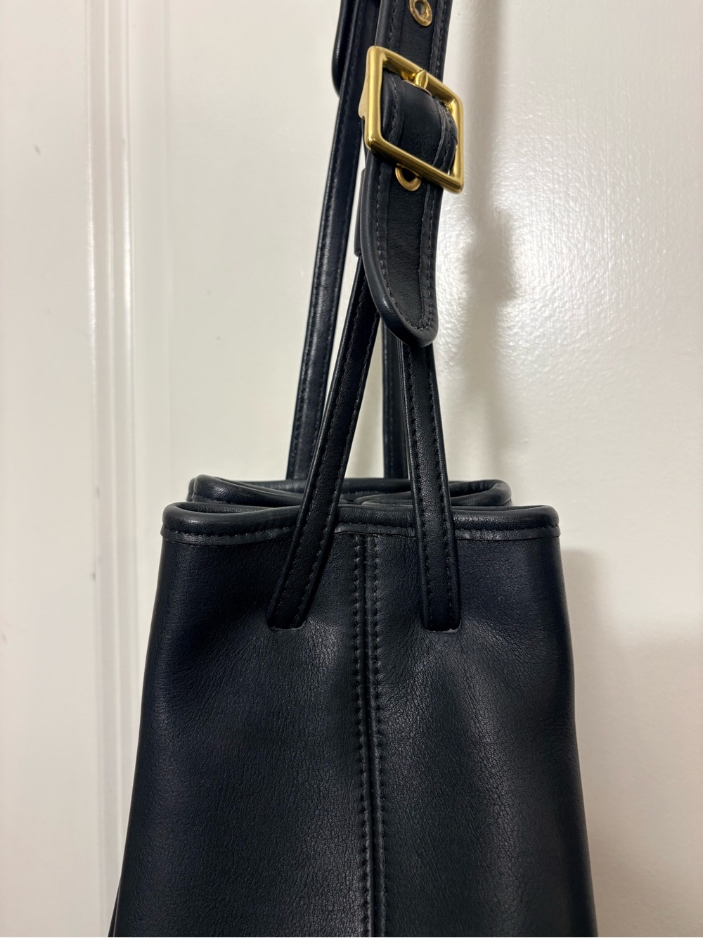 Vintage Coach Black Leather Legacy Drawstring Bucket Bag 9166 - Picture 12 of 16